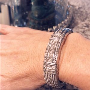 Judith Ripka Pia wide silver and diamond cuff